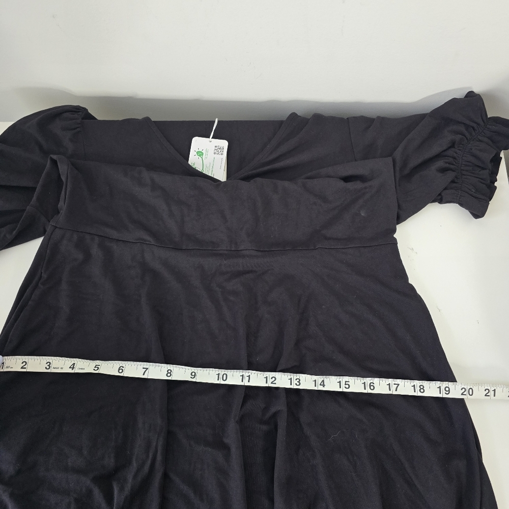 NWT Boden Black V Neck Jersey Mini Dress 8R Ruffle Sleeves Gathered Front - Picture 9 of 12